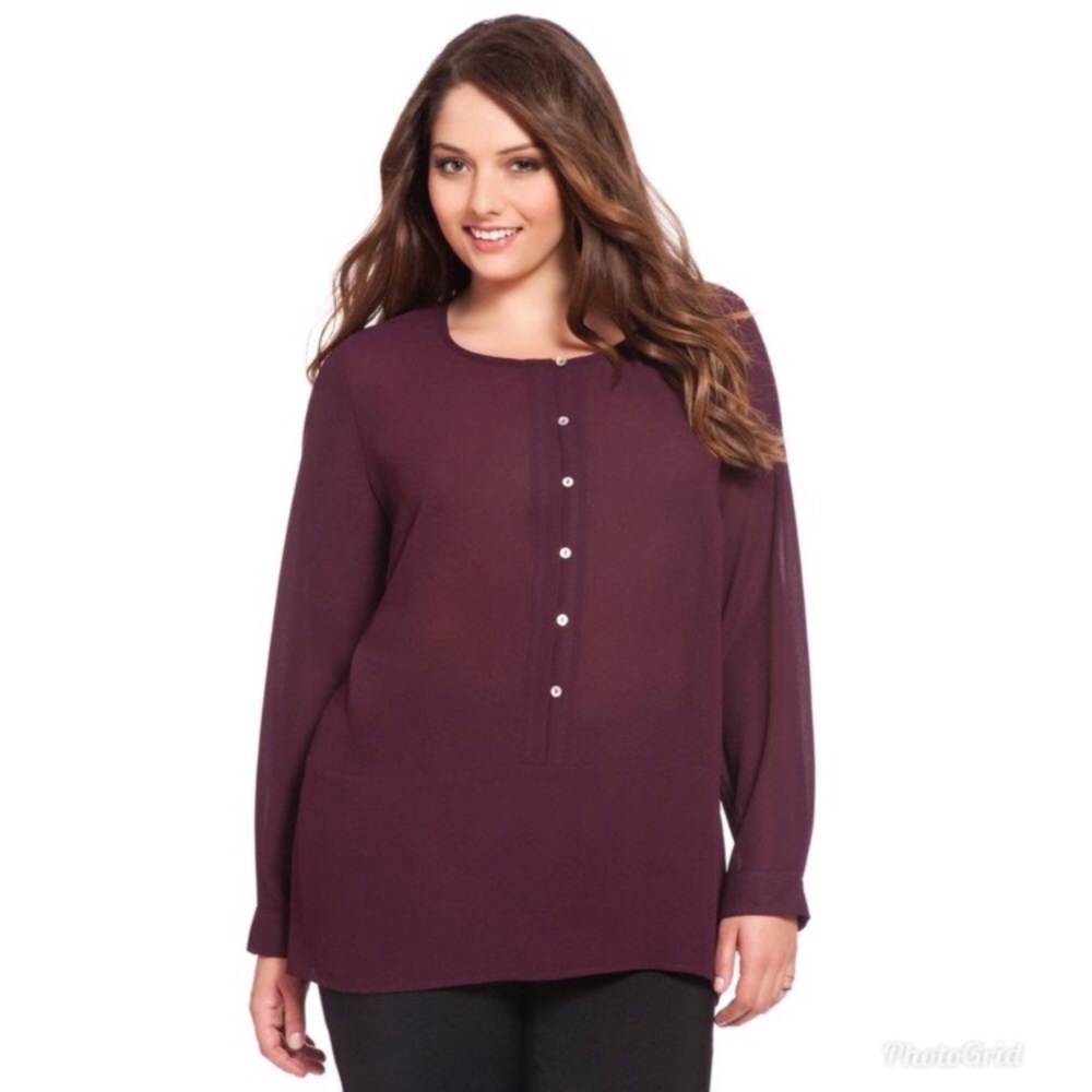 Eloquii Courtney Semi-Sheer Crepe Blouse